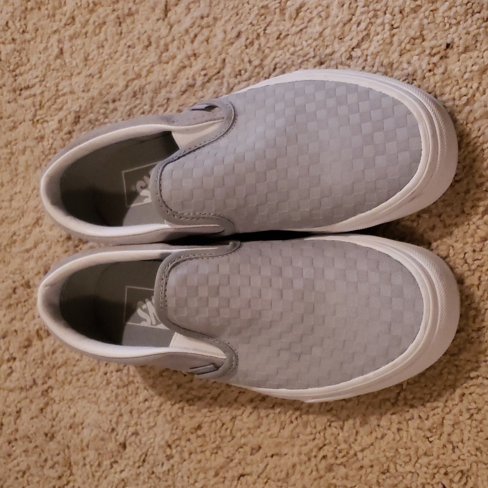 Gray suede checkered vans